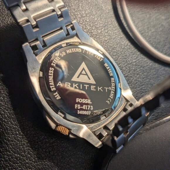 Fossil Arkitekt Watch Men FS-4205 40mm Silver Tone Date - Picture 3 of 3